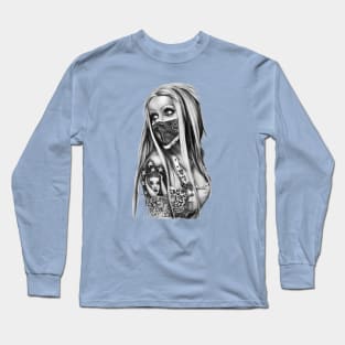 Tattooed Girl in a Mask Long Sleeve T-Shirt